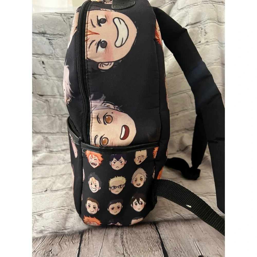 Haikyuu Anime Chibi Characters Black Backpack Hinata Kageyama School Bag